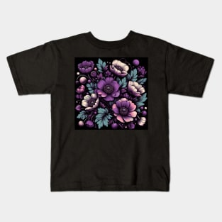 Violet Floral Illustration Kids T-Shirt